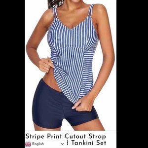 Stripe Print Tankini NEW L